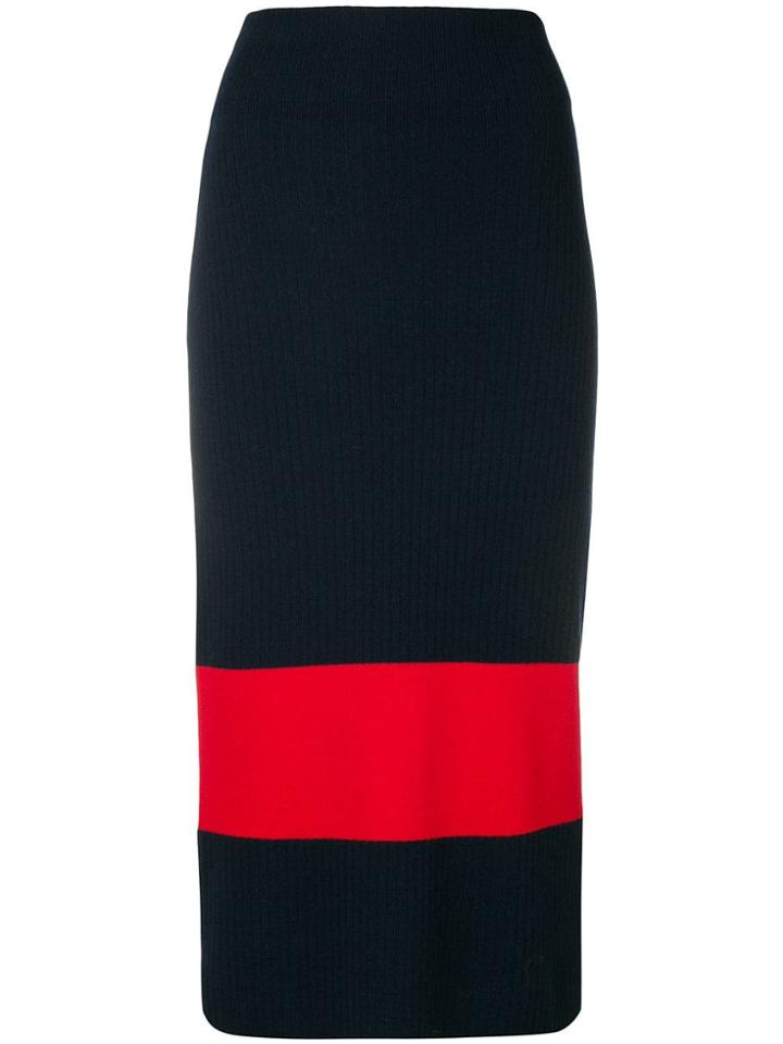 Calvin Klein Colour-block Knitted Pencil Skirt - Blue