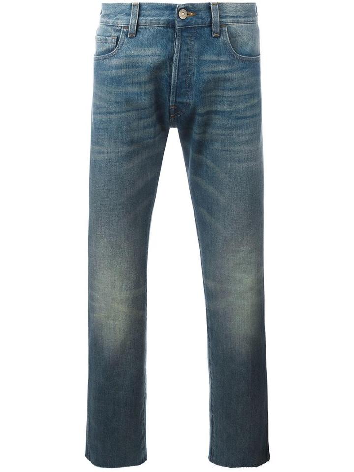 Gucci Cropped Jeans With Tiger Patch, Size: 33, Blue, Cotton