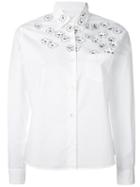 Jimi Roos Flower Appliqué Shirt, Women's, Size: Small, White, Cotton