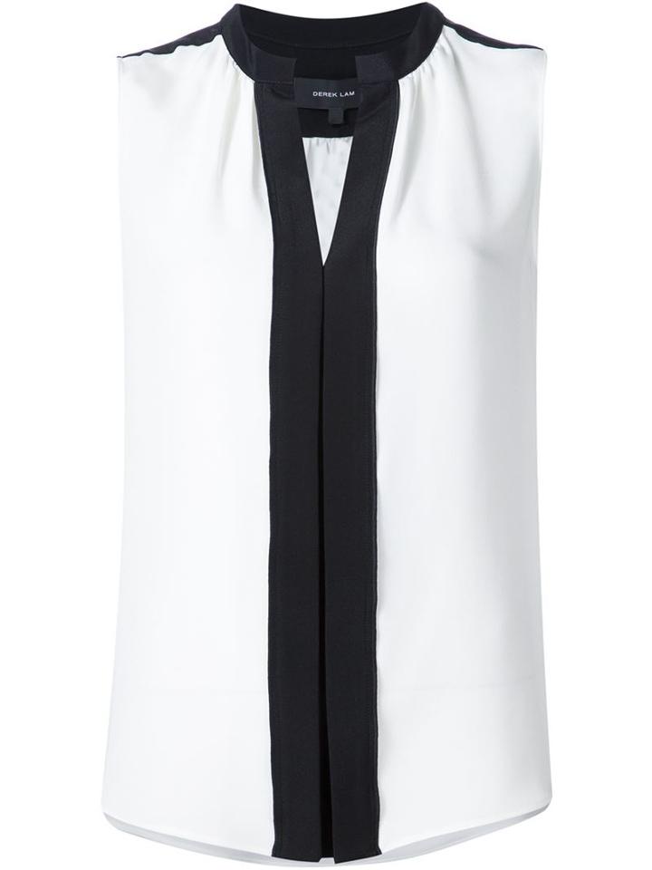 Derek Lam Pleated Placket Sleeveless Blouse, Women's, Size: 42, White, Silk