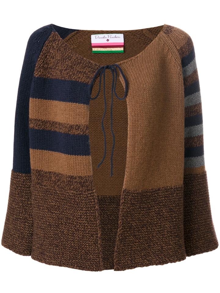 Daniela Pancheri Colour Block Front Tie Cardigan - Brown
