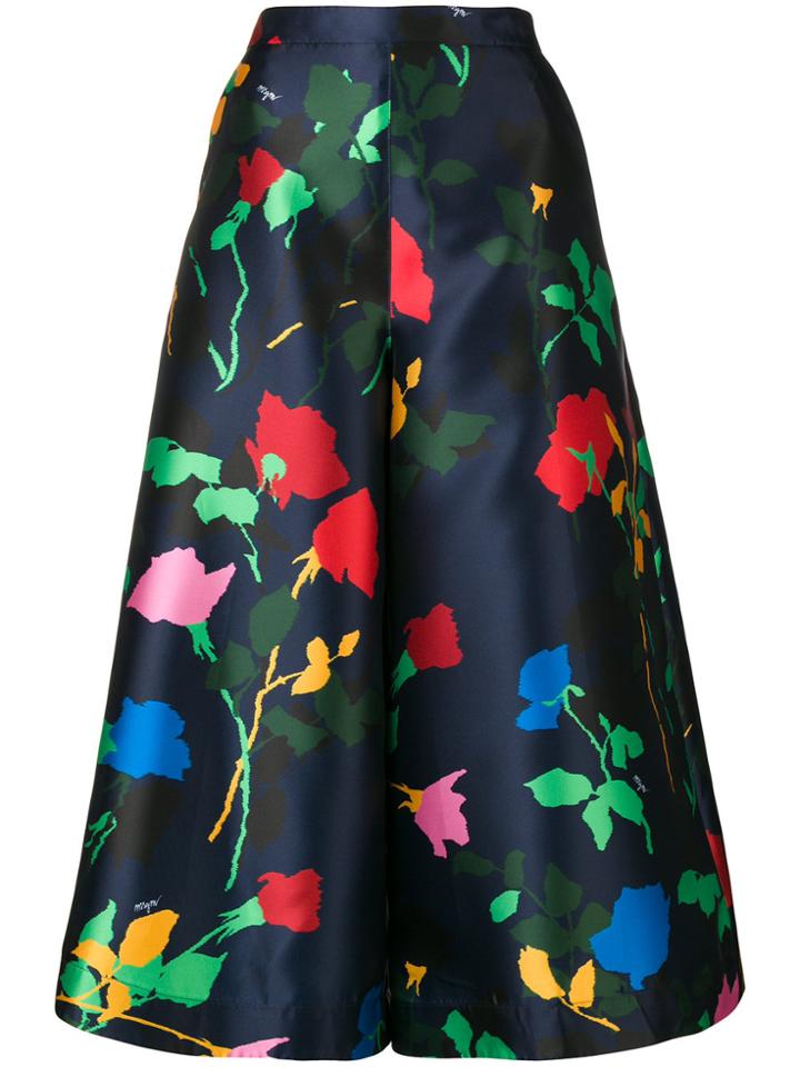Msgm Floral-print Wide-leg Trousers - Blue