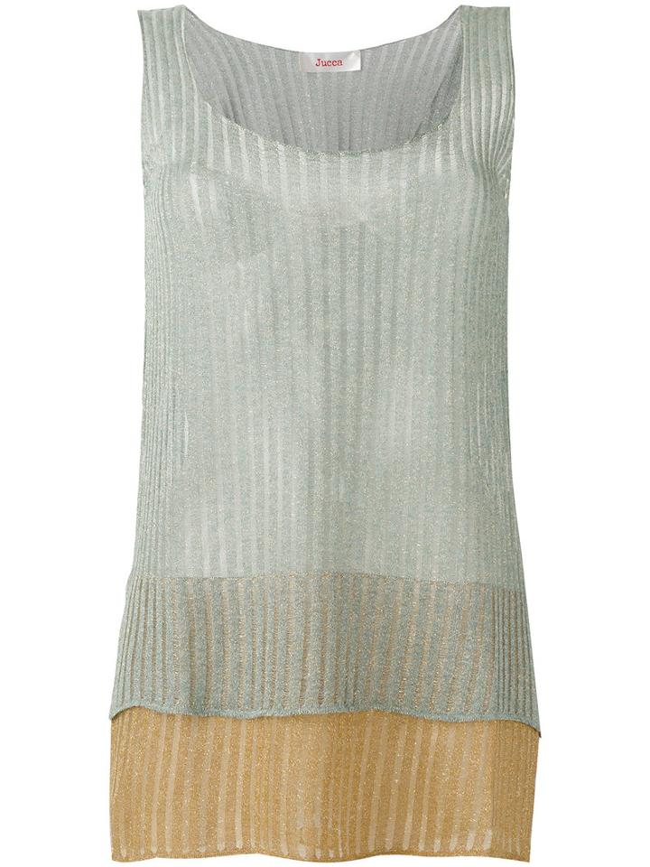 Jucca - Layered Semi-sheer Tank - Women - Polyester/viscose/metallized Polyester - Xs, Green, Polyester/viscose/metallized Polyester