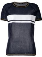 Roberto Collina - Contrast Panel T-shirt - Women - Cotton - M, Blue, Cotton