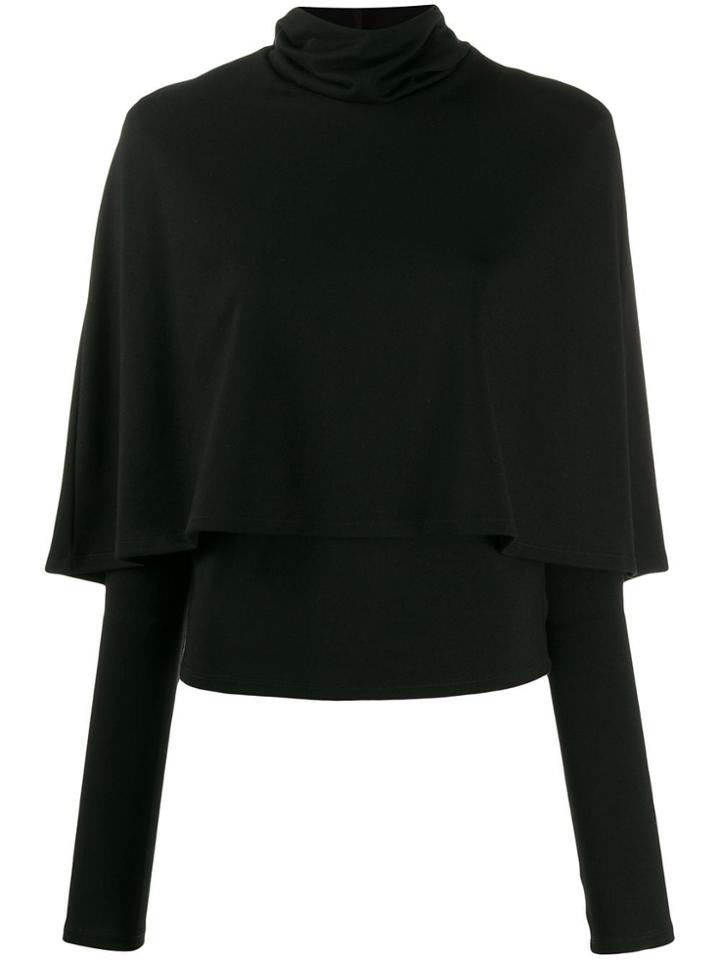 Sara Battaglia Cape-detail Roll-neck Jumper - Black