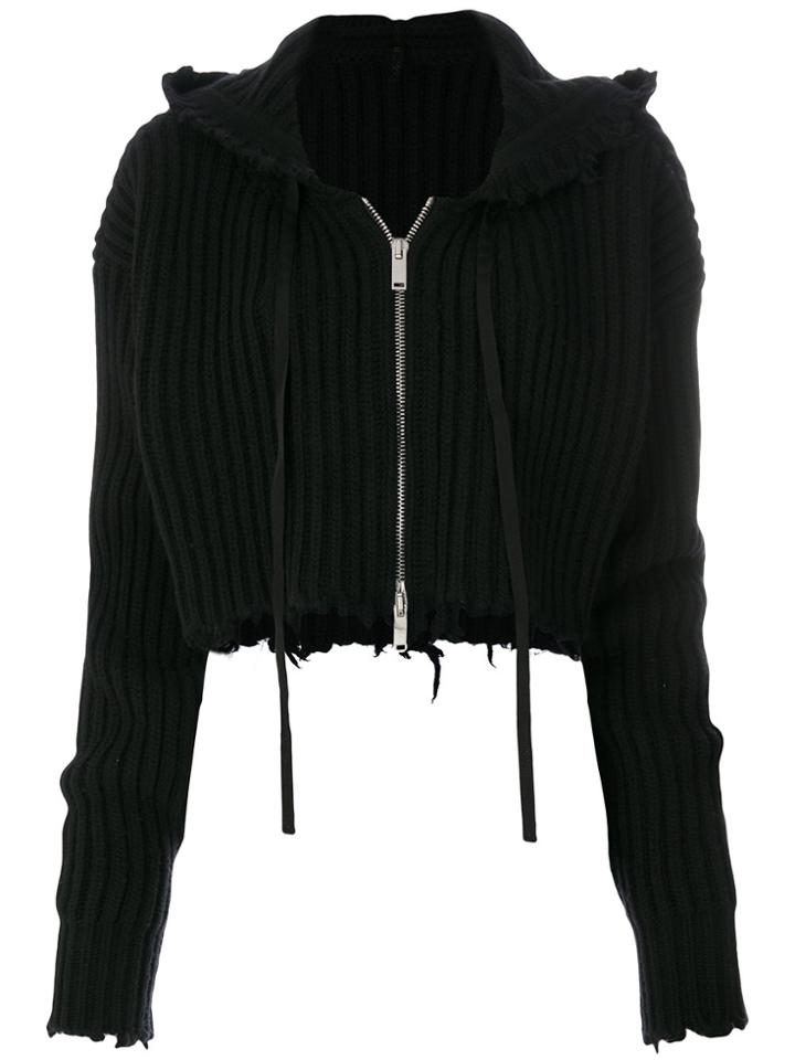 Unravel Project Torn Ribbed Hoodie - Black