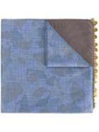 Kolor Medallion Trim Camouflage Chambray Scarf, Men's, Black, Cotton/cupro