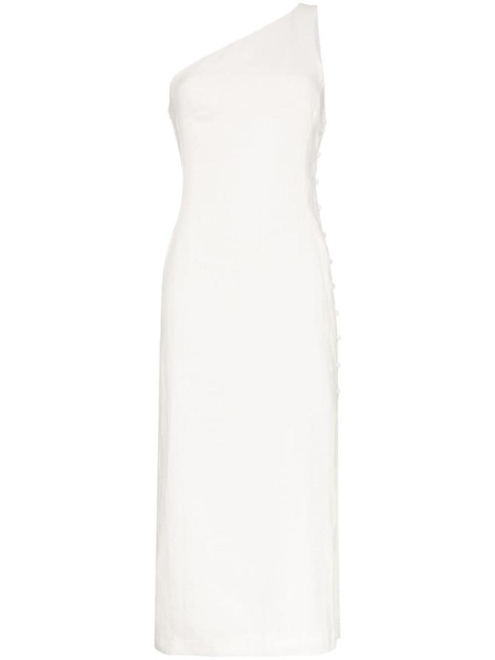Cult Gaia One Shoulder Linen Midi Dress - White