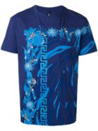Versus Floral Print T-shirt, Men's, Size: Large, Blue, Cotton