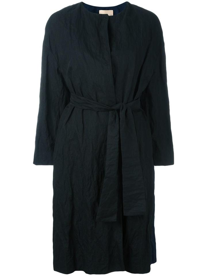 Erika Cavallini Collarless Belted Coat - Black