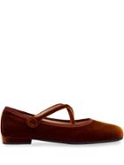 Miu Miu Crossover Strappy Ballerinas - Brown