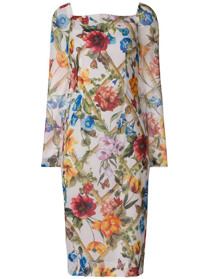 Dolce & Gabbana Floral Print Midi Dress - White