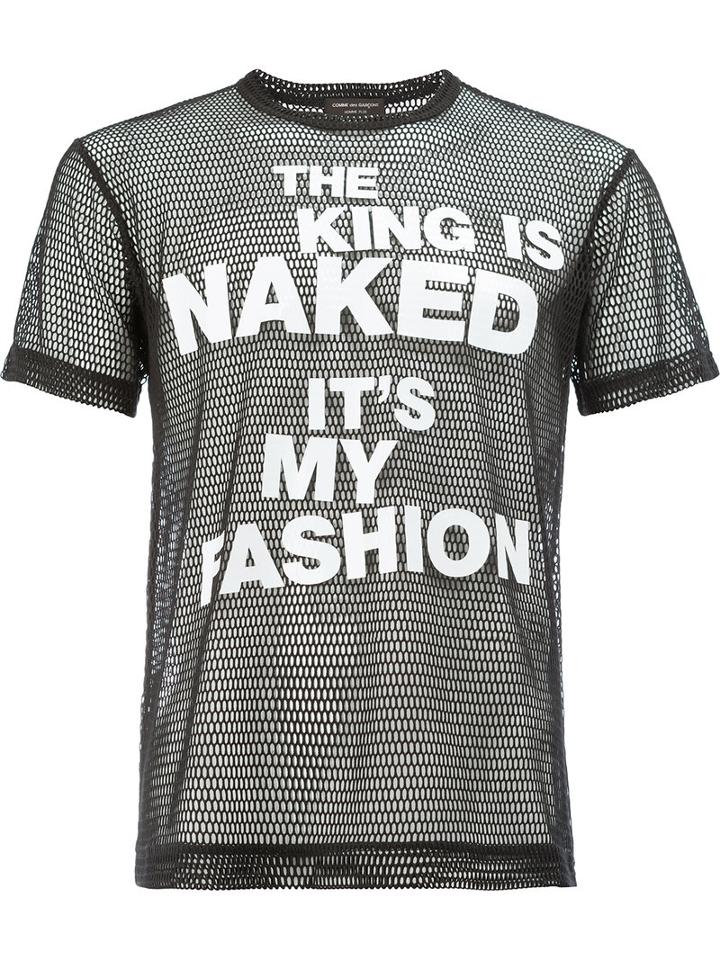 Comme Des Garçons Homme Plus - Sheer Slogan Print T-shirt - Men - Cotton/polyester - L, Black, Cotton/polyester