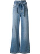 Msgm Belted Wide Leg Jeans - Blue