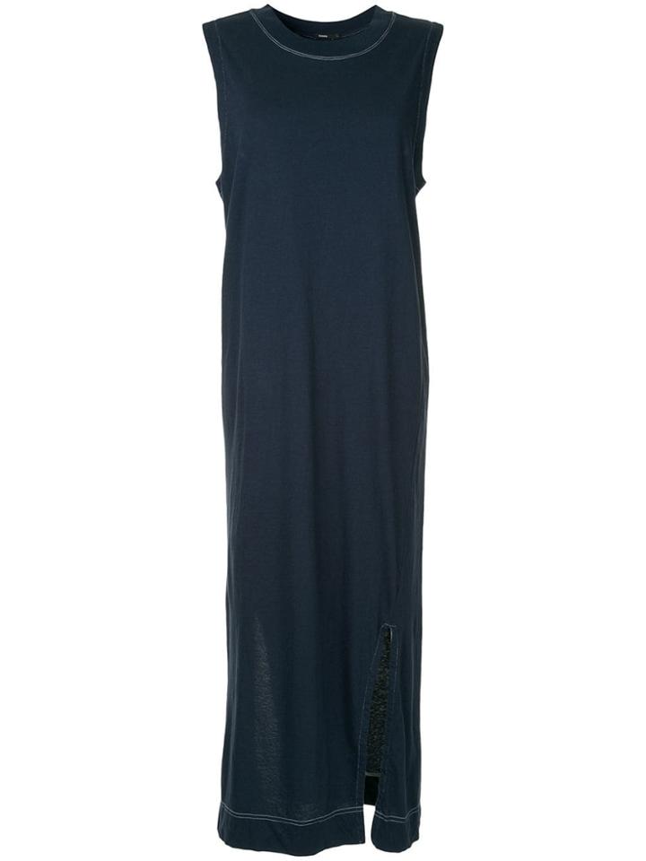 Bassike Wide Rib Longerline Tank Dress - Blue