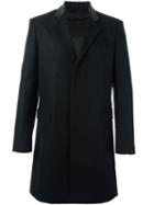 Les Hommes - Long Studded Collar Coat - Men - Leather/polyamide/viscose/virgin Wool - 48, Black, Leather/polyamide/viscose/virgin Wool