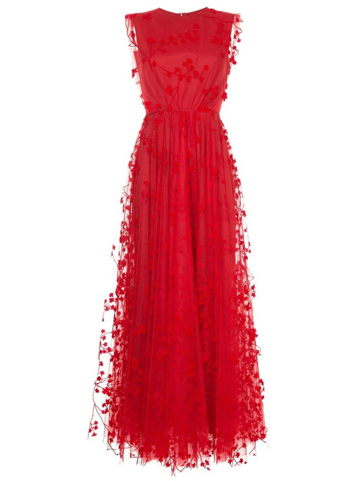 Co Tulle Detail Evening Dress - Red