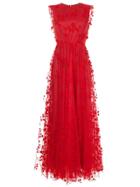 Co Tulle Detail Evening Dress - Red
