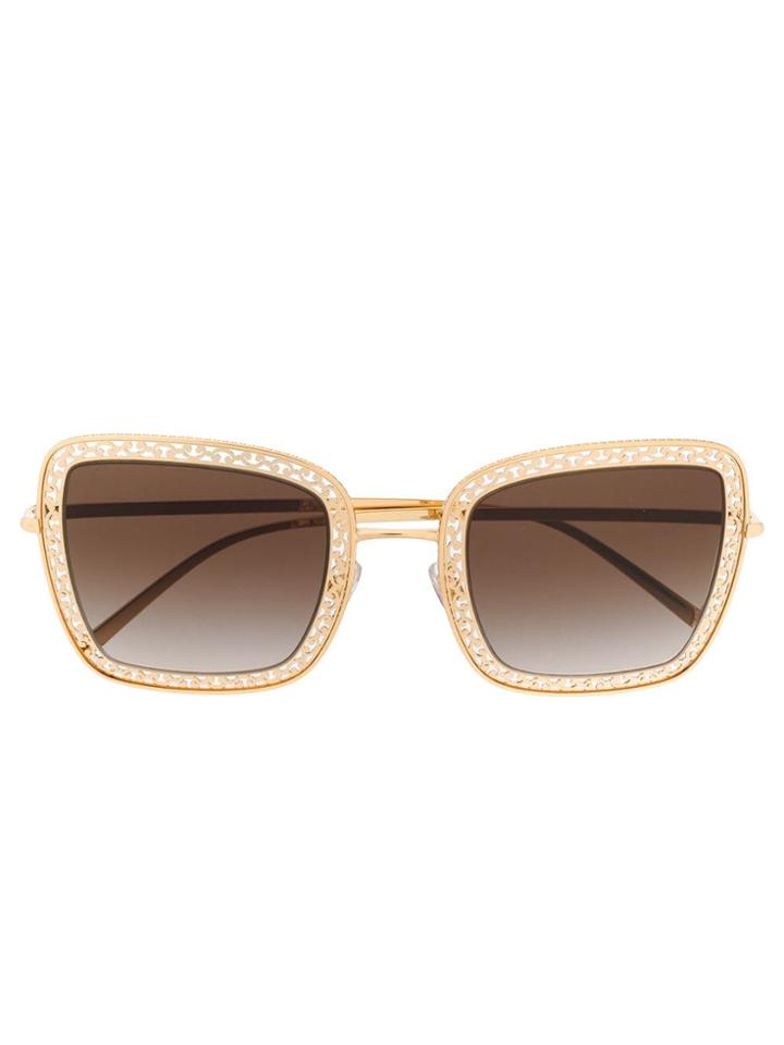 Dolce & Gabbana Eyewear Oversized Square Frame Sunglasses - Gold