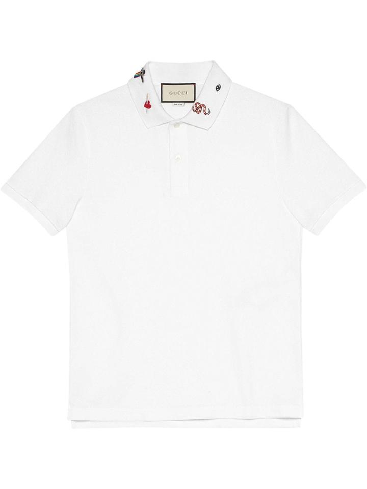 Gucci Embroidered Cotton Polo - White
