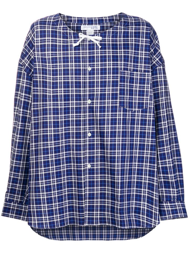 Comme Des Garçons Shirt Boys Tie-neck Checked Shirt - Blue