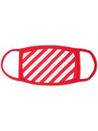 Off-white Diagonal Print Face Mask - Red