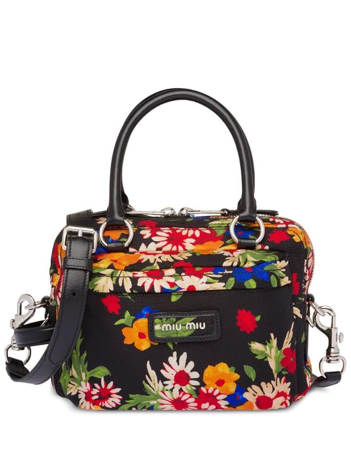 Miu Miu Bouquet Print Tote Bag - Black