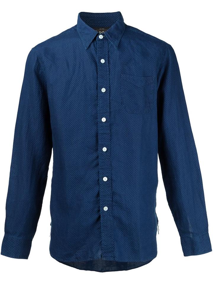 Rrl Micro Polka-dots Shirt, Men's, Size: Xl, Blue, Linen/flax