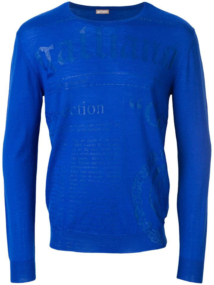 John Galliano Logo Print Jumper - Blue