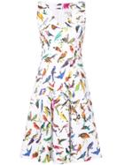 Carolina Herrera Bird Print Flared Dress - White