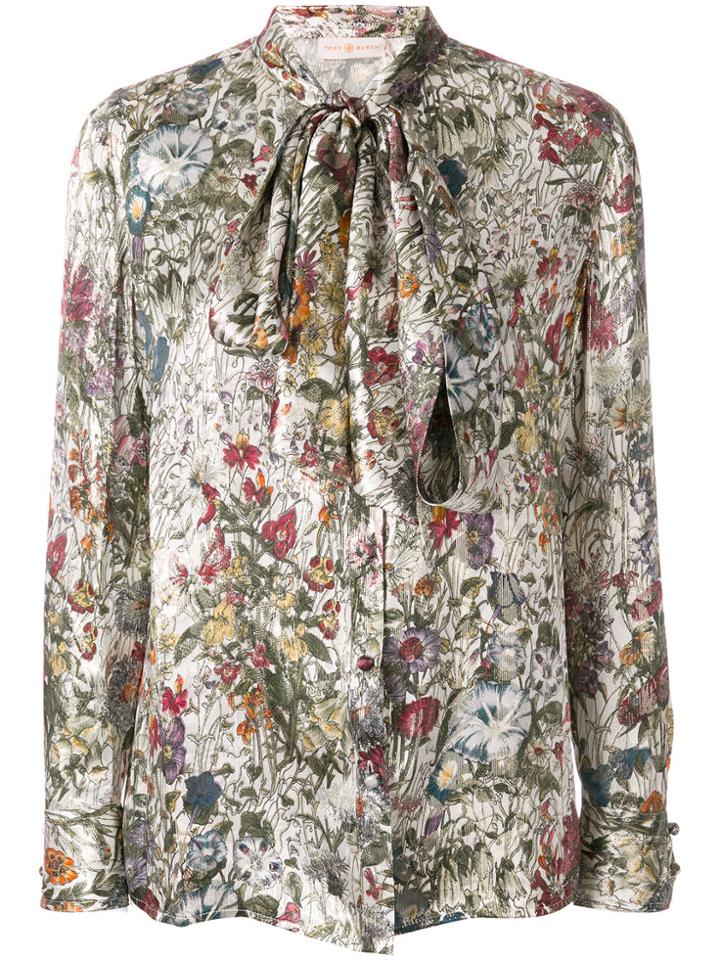 Tory Burch Printed Tie Neck Blouse - Multicolour