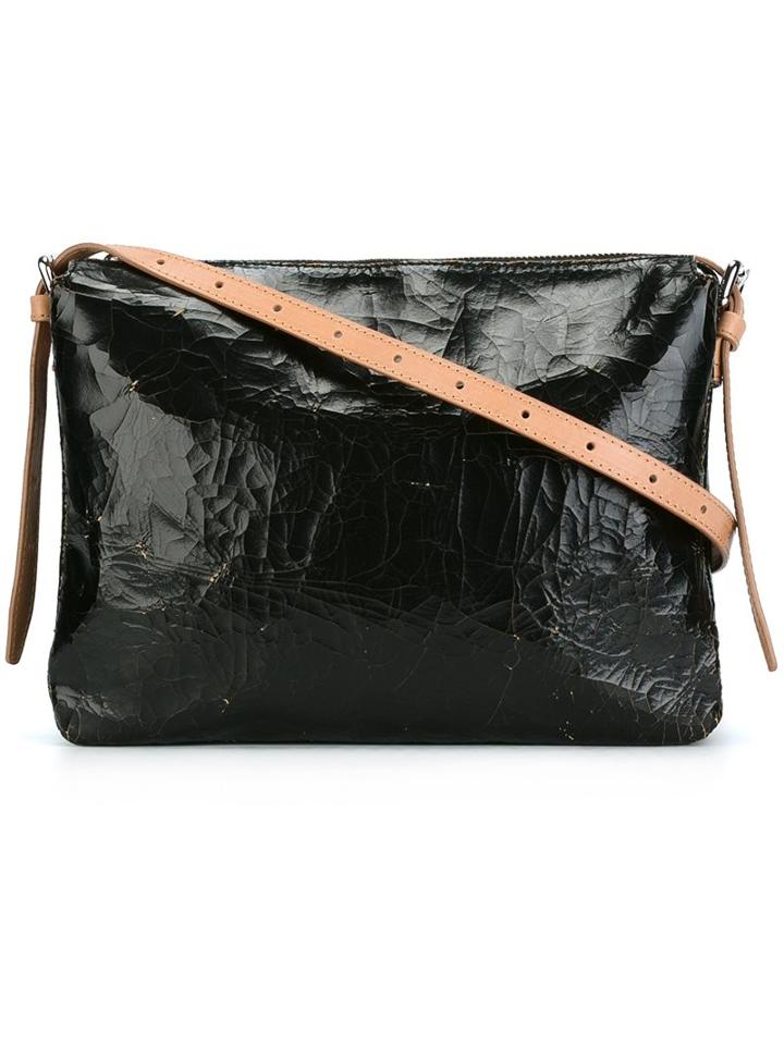 Mm6 Maison Margiela Cracked Leather Effect Crossbody Bag, Women's, Black