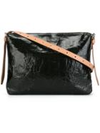 Mm6 Maison Margiela Cracked Leather Effect Crossbody Bag, Women's, Black