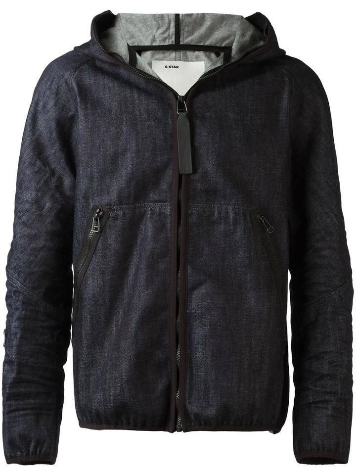G-star Zip Up Denim Jacket, Men's, Size: Medium, Blue, Cotton