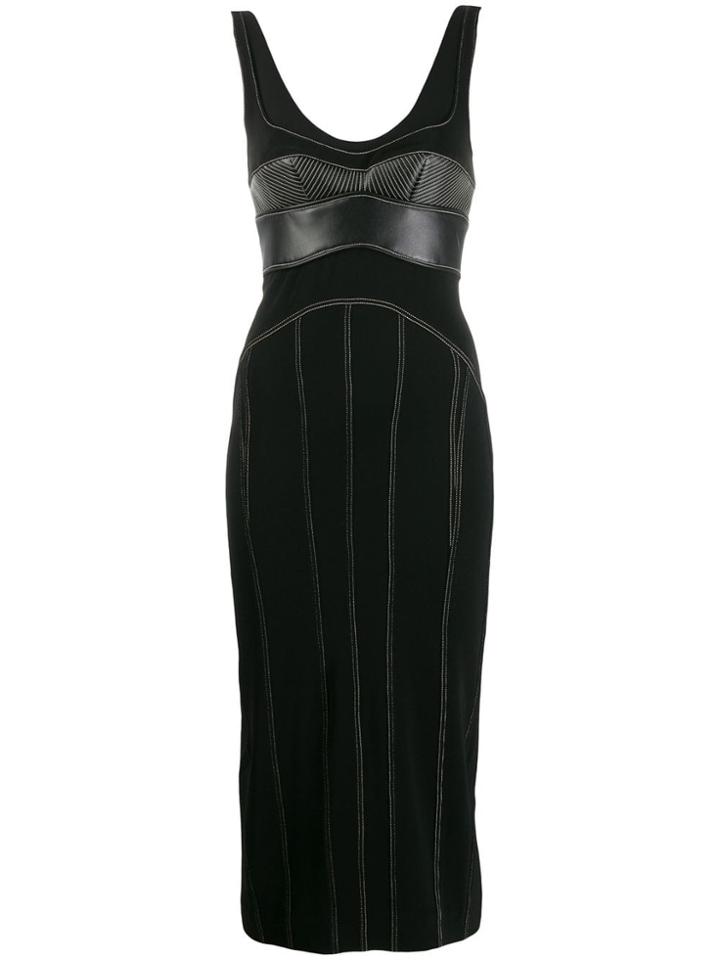 Mugler Contrast Bust Stitch Dress - Black