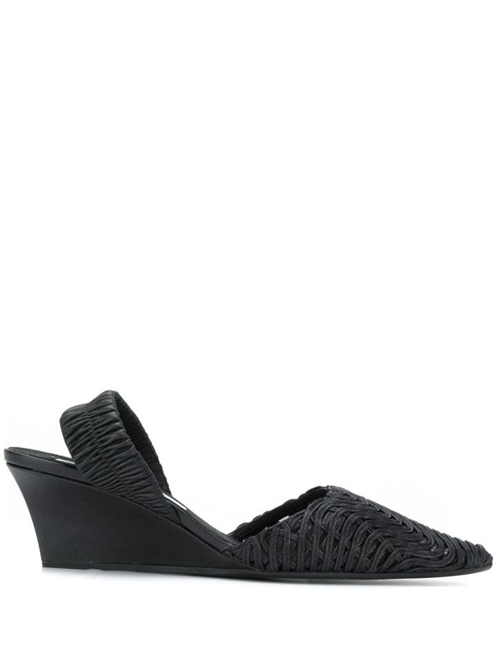 Stella Mccartney Woven Slingback Wedges - Black