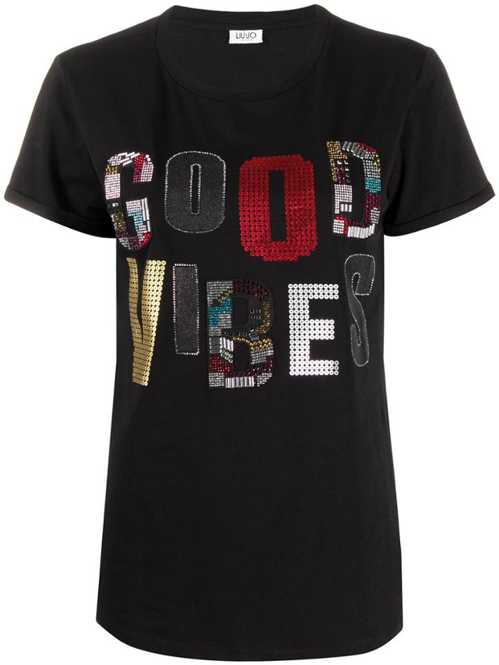 Liu Jo Appliqué Slogan T-shirt - Black