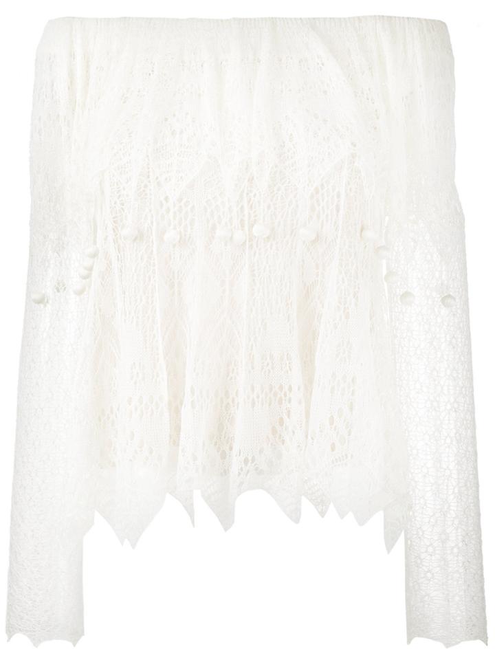 Alexander Mcqueen Off-shoulder Lace Top - Nude & Neutrals