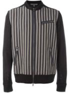John Varvatos Striped Zip Up Bomber Jacket, Men's, Size: Xl, Black, Cotton/linen/flax/ramie