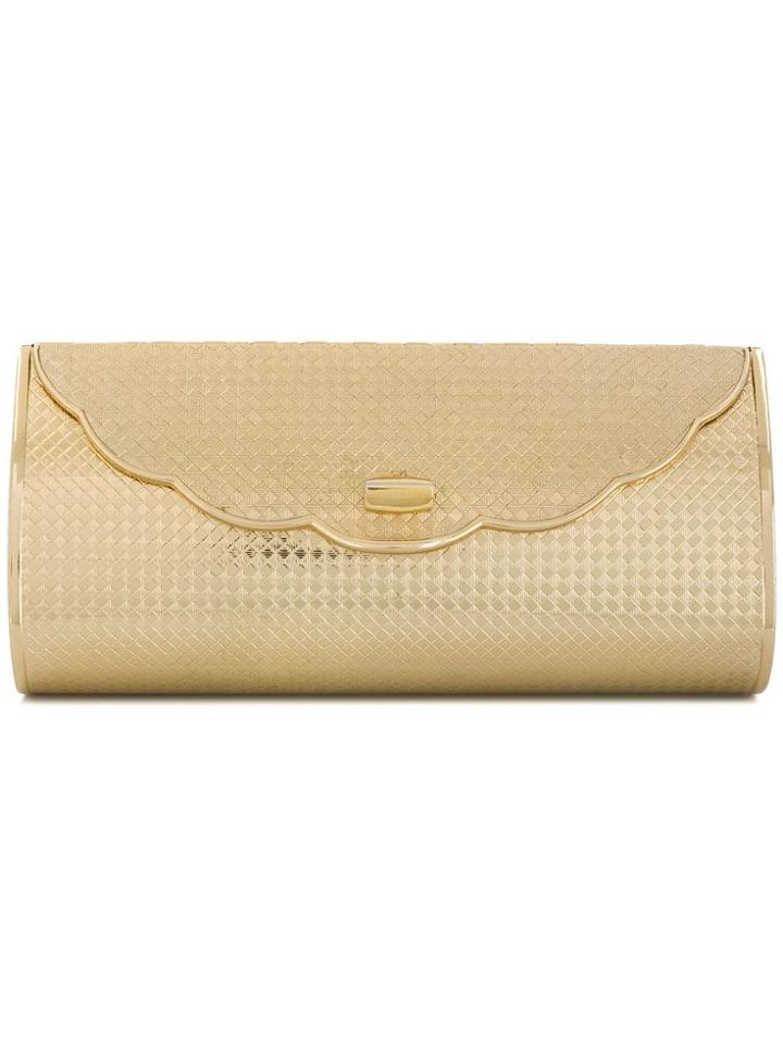 Katheleys Vintage 1960's Barrel Box Clutch - Metallic