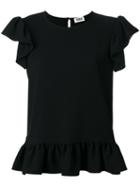 Sonia By Sonia Rykiel - Frill Detail T-shirt - Women - Polyester/triacetate - 44, Black, Polyester/triacetate