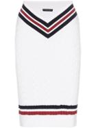 Y/project High-waisted Contrast Stripe Knitted Midi Skirt - White