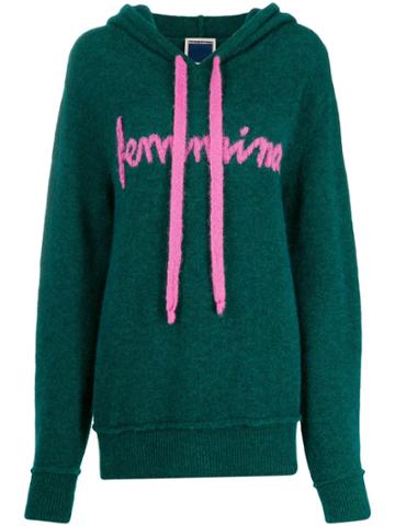 Marco Rambaldi Embroidered Fine Knit Hoodie - Green