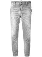 Dsquared2 - Glam Head Cropped Jeans - Women - Cotton/calf Leather/polyester/spandex/elastane - 42, Grey, Cotton/calf Leather/polyester/spandex/elastane