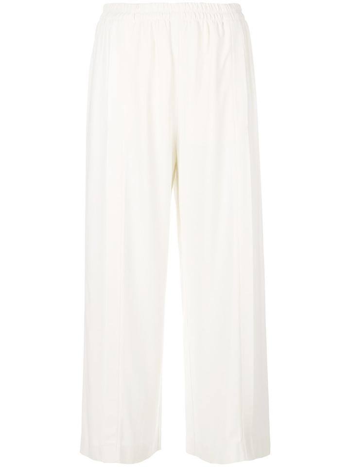 Helmut Lang - Wide-legged Cropped Trousers - Women - Silk/acetate/viscose - L, Nude/neutrals, Silk/acetate/viscose