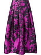 Oscar De La Renta Floral Print Full Skirt, Women's, Size: 4, Pink/purple, Silk/cotton