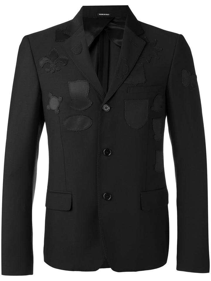 Alexander Mcqueen Logo Patch Blazer, Men's, Size: 50, Black, Wool/viscose