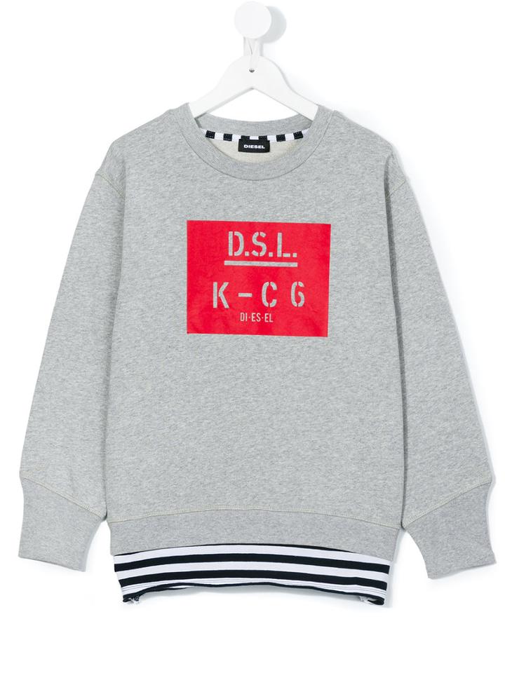 Diesel Kids - Logo Print Sweatshirt - Kids - Cotton - 6 Yrs, Grey
