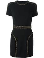 Dsquared2 Fitted Eyelet Detail Dress, Women's, Size: 42, Black, Polyester/spandex/elastane/virgin Wool/glass