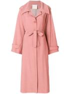 Erika Cavallini Belted Single Breasted Coat - Pink & Purple